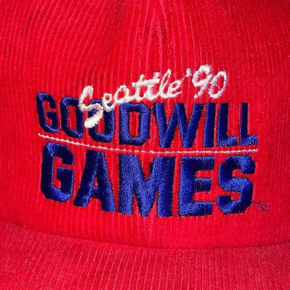 Vintage 1990 Goodwill Games Seattle Corduroy Snapback Hat Cap RARE 90s - Picture 2 of 8